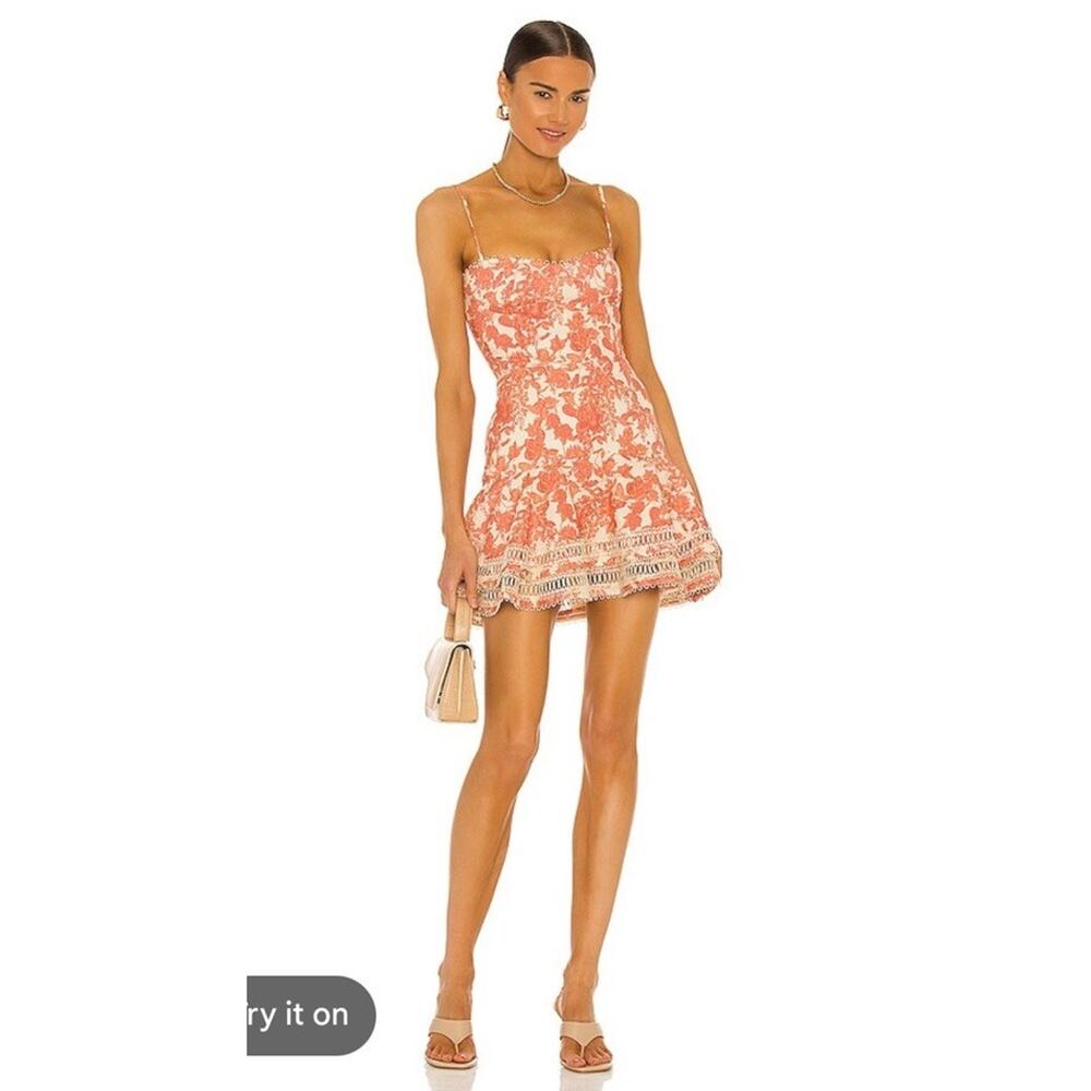 V. Chapman Women’s Hibiscus Floral Sleeveless Apple Blossom Dress Sz 00 Pink Bb